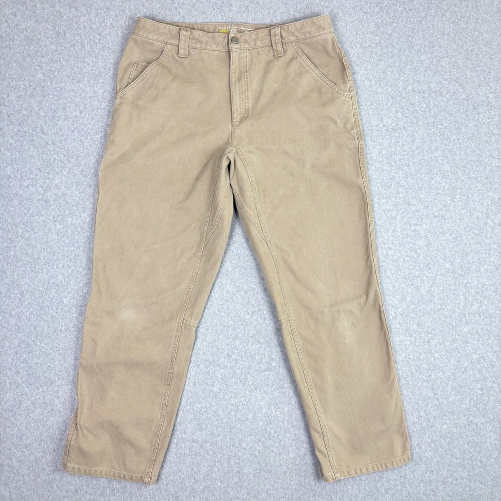 Mountain Hardwear Mens Tan Canvas Pants 34x30 Straight Leg Hiking Rugged Utility